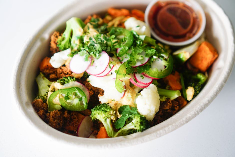A delicious and colorful vegetable bowl with fresh ingredients for a healthy meal.